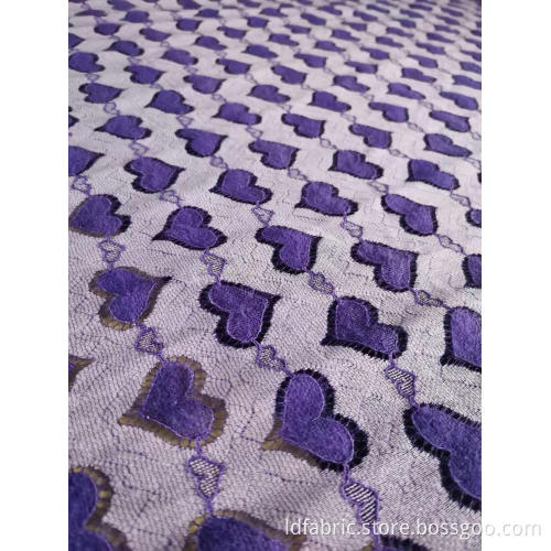 Nylon Cotton Heart Pattern Cord Lace Fabric